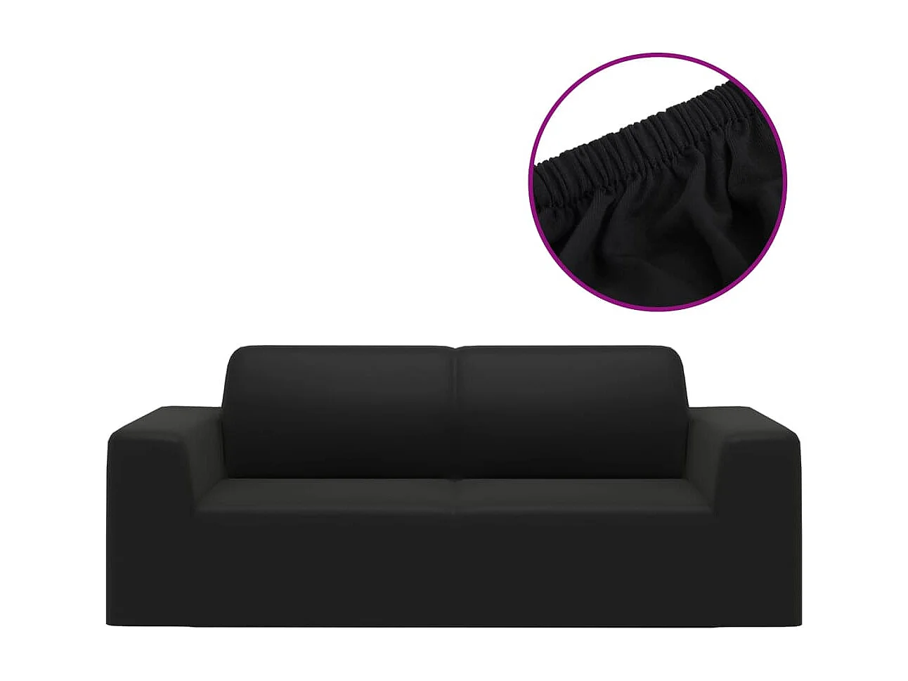 Housse extensible de canapé 2 places Noir Jersey de polyester FR775918