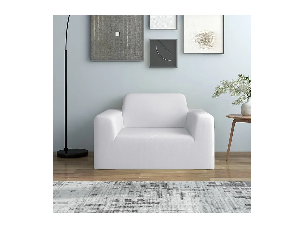 Housse extensible de canapé Blanc Jersey de polyester FR850588