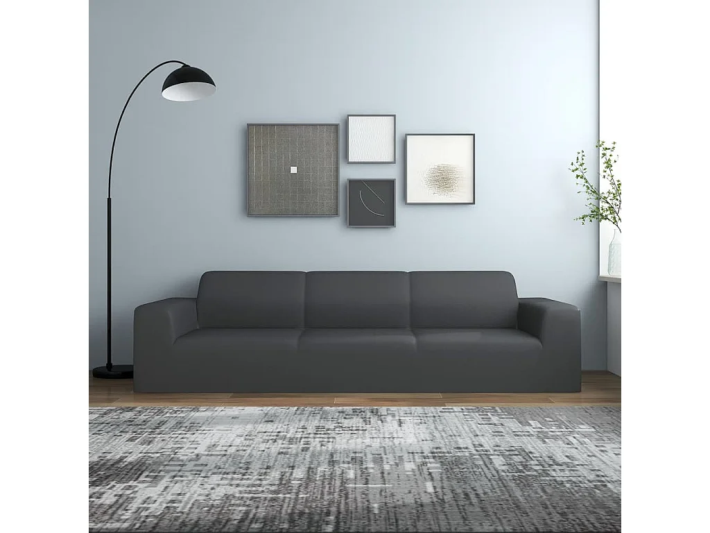 Housse extensible canapé 4places Anthracite Jersey de polyester FR431426