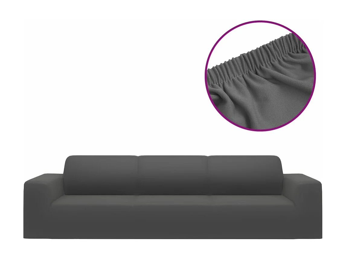 Housse extensible canapé 4places Anthracite Jersey de polyester FR431426