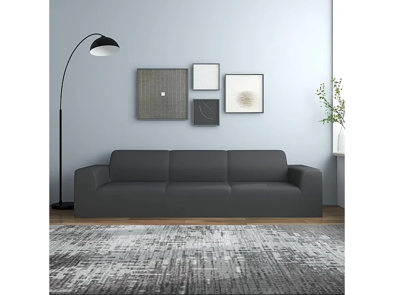 Housse extensible canapé 4places Anthracite Jersey de polyester FR431426