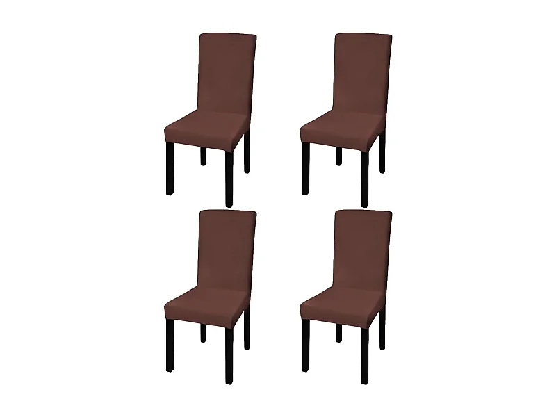 Housse de chaise droite extensible 4 pcs marron FR137227