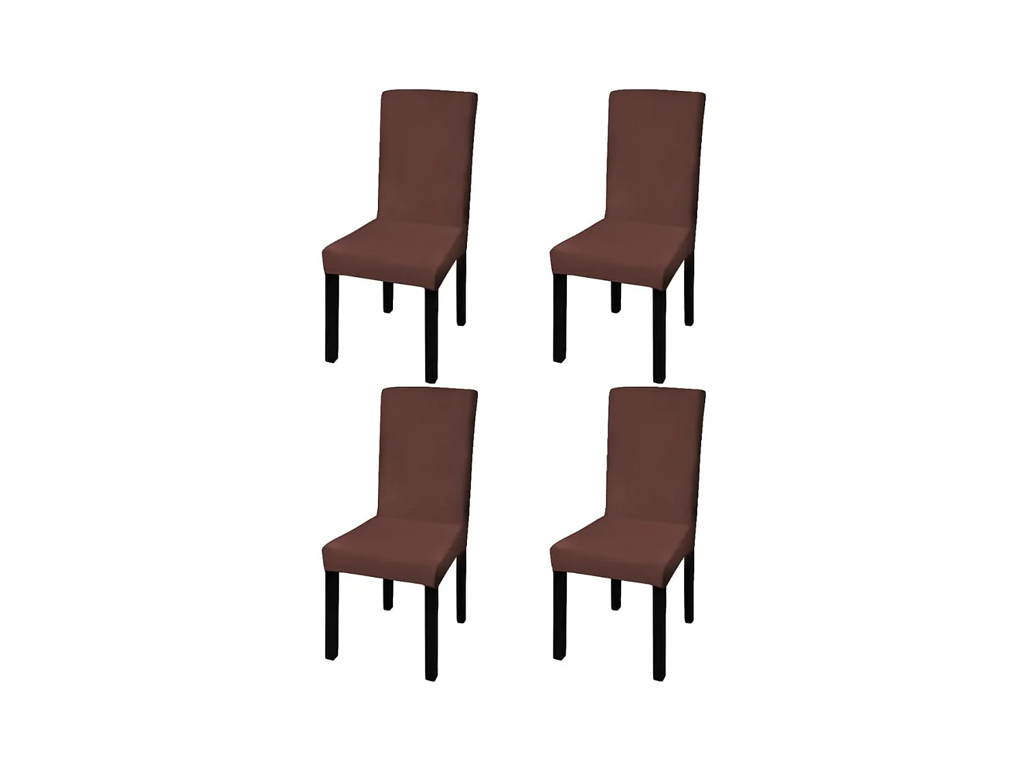 Housse de chaise droite extensible 4 pcs marron FR137227