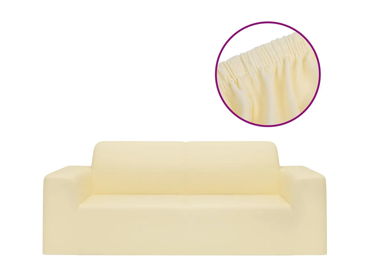 Housse extensible de canapé 2 places Crème Jersey de polyester FR916852