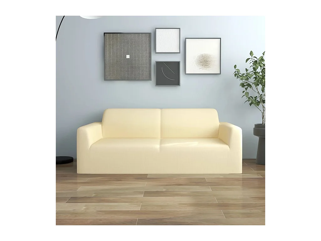 Housse extensible de canapé 2 places Crème Jersey de polyester FR916852
