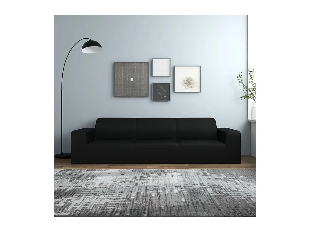 Housse extensible de canapé 4 places Noir Jersey de polyester FR113630