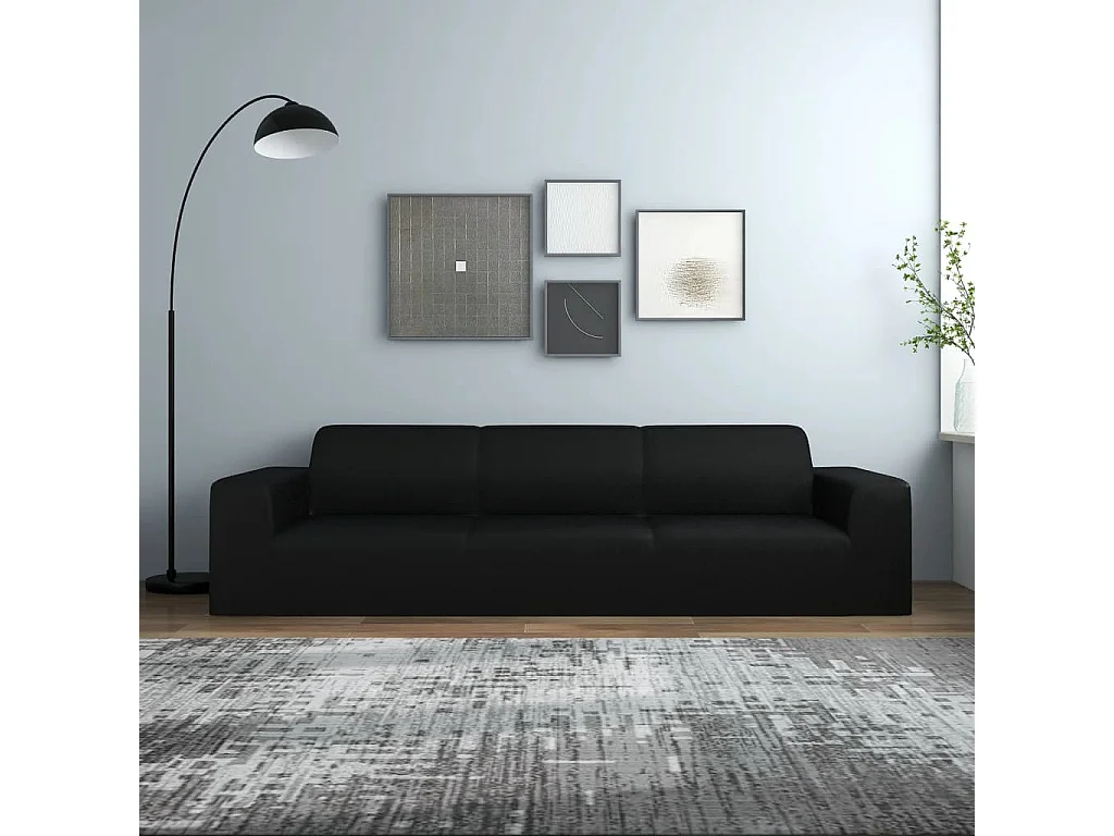 Funda elástica para sillón de 4 plazas poliéster jersey negra ES478851