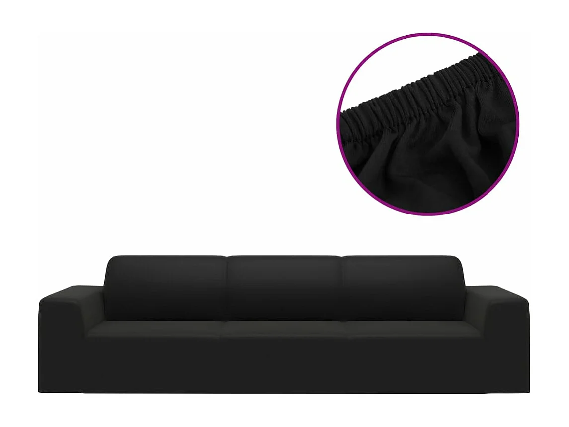 Funda elástica para sillón de 4 plazas poliéster jersey negra ES478851