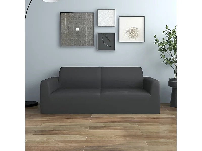 Housse extensible canapé 2places Anthracite Jersey de polyester FR413116