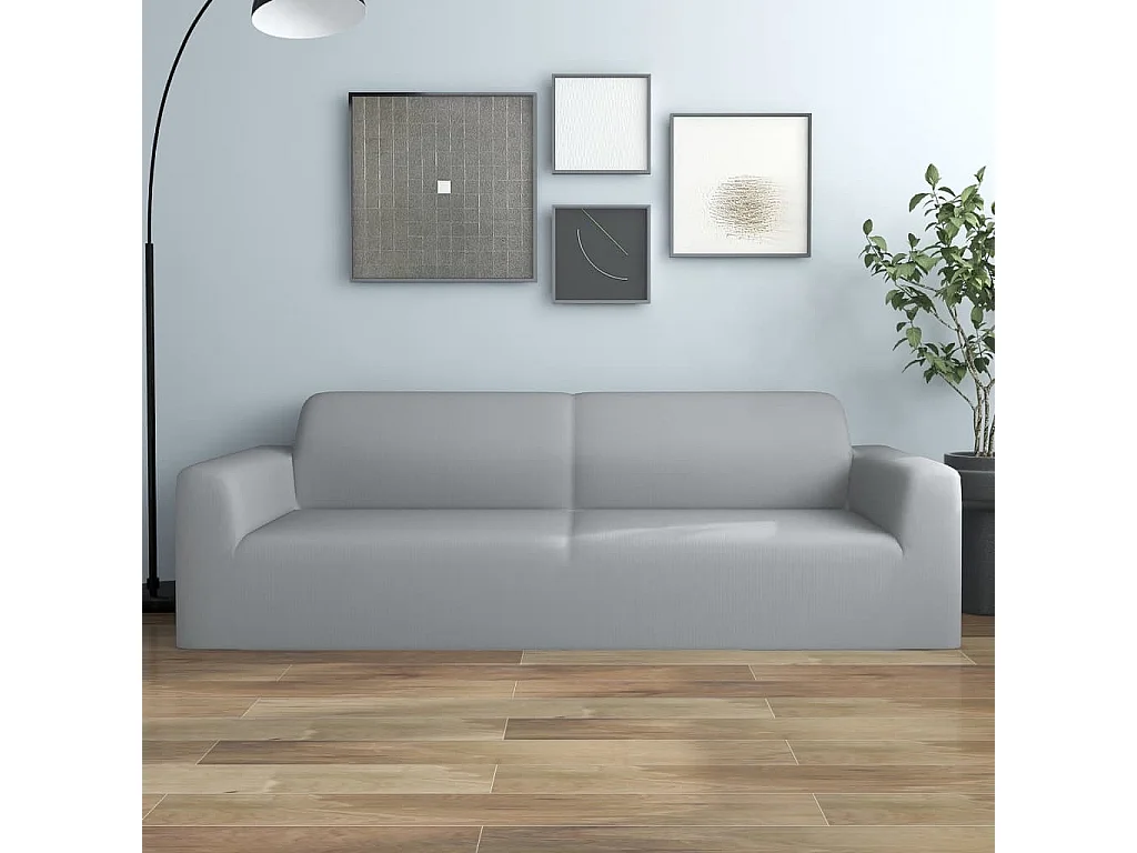 Housse extensible de canapé 2 places Gris Jersey de polyester FR746097