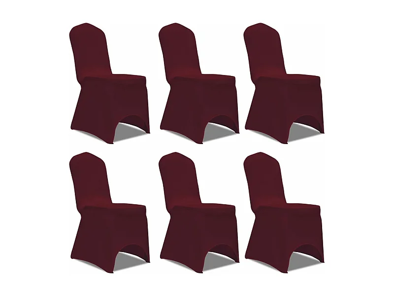 Housse bordeaux extensible pour chaise 6 pièces FR959254