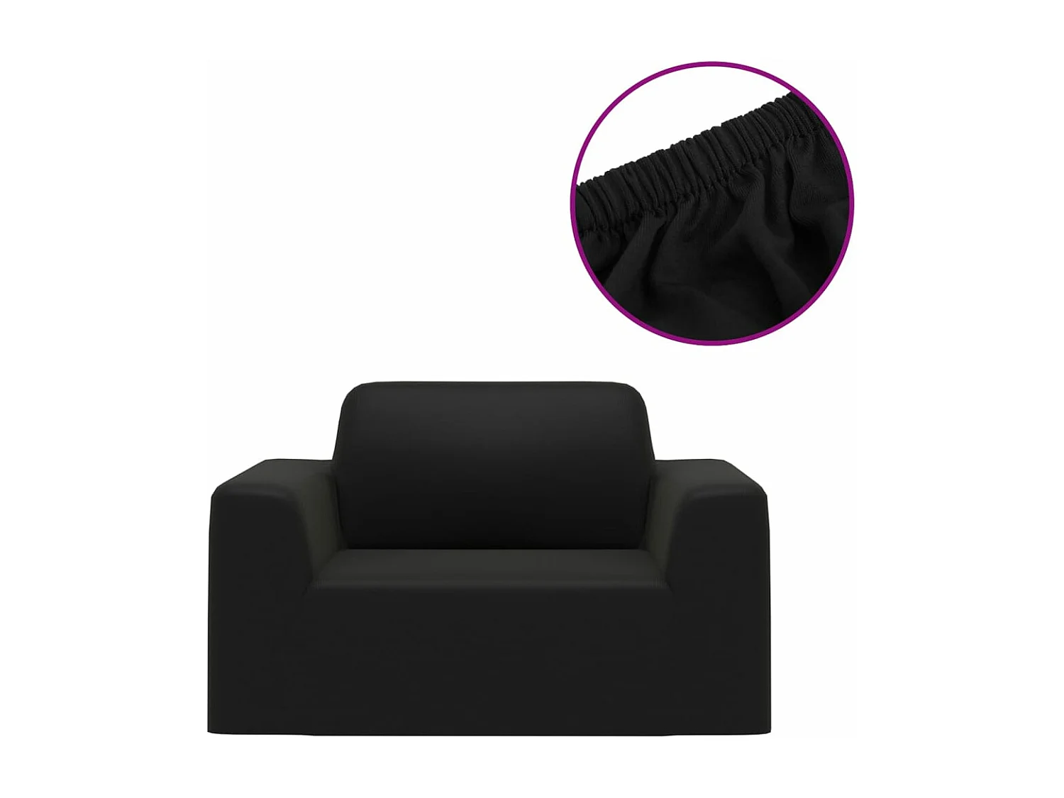 Capa para sofá elástica jersey de poliéster preto PT805455