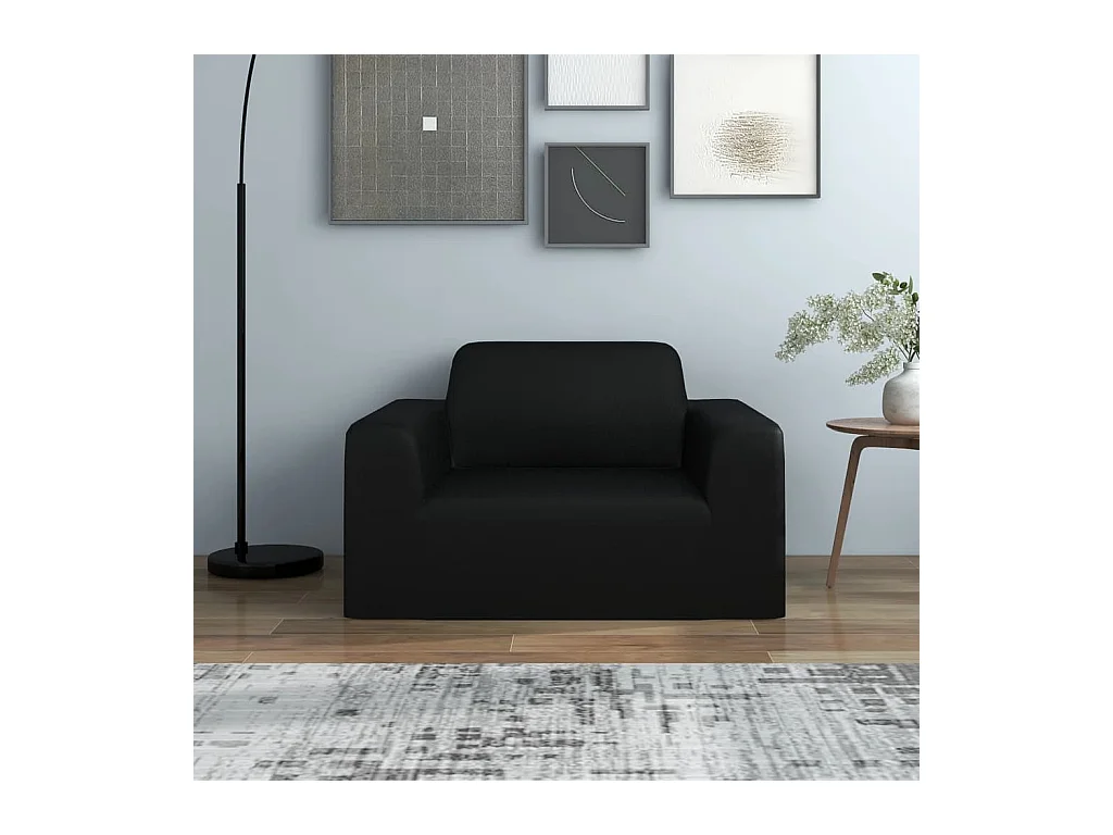 Housse extensible de canapé Noir Jersey de polyester FR609217