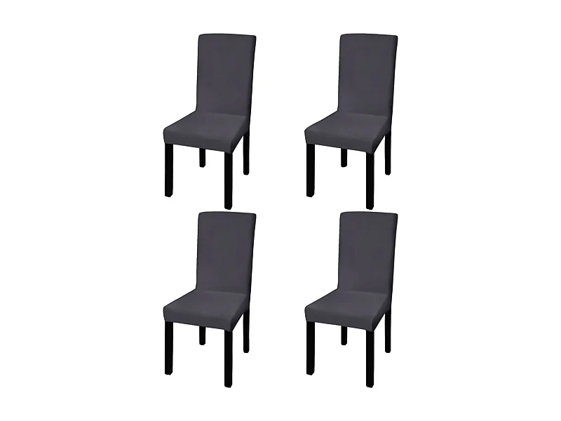 Housse de chaise droite extensible 4 pcs anthracite FR187578