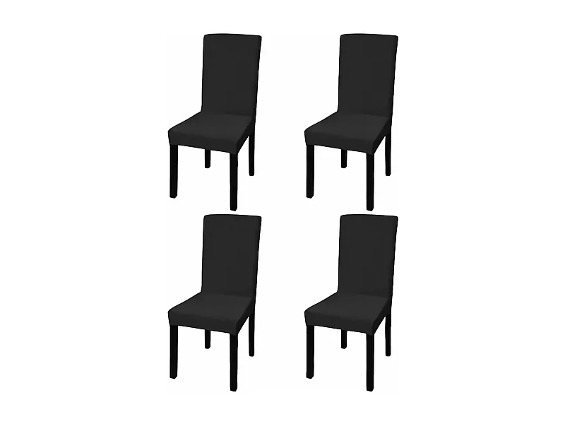 Housse de chaise droite extensible 4 pcs noir FR376746