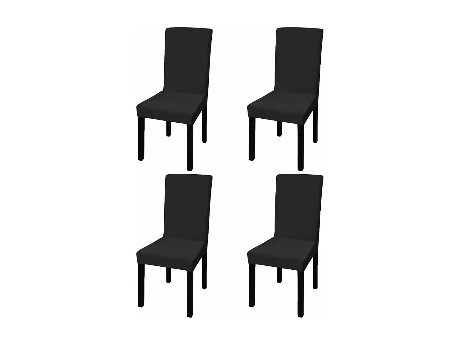 Housse de chaise droite extensible 4 pcs noir FR376746