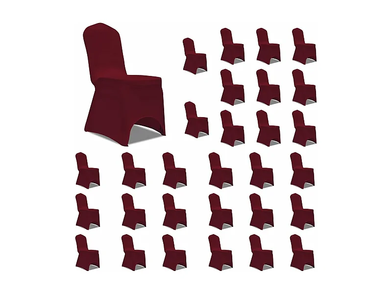 Housses élastiques de chaise Bordeaux 30 pcs FR659232