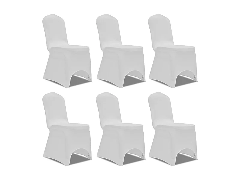 Housse blanche extensible pour chaise 6 pièces FR840188