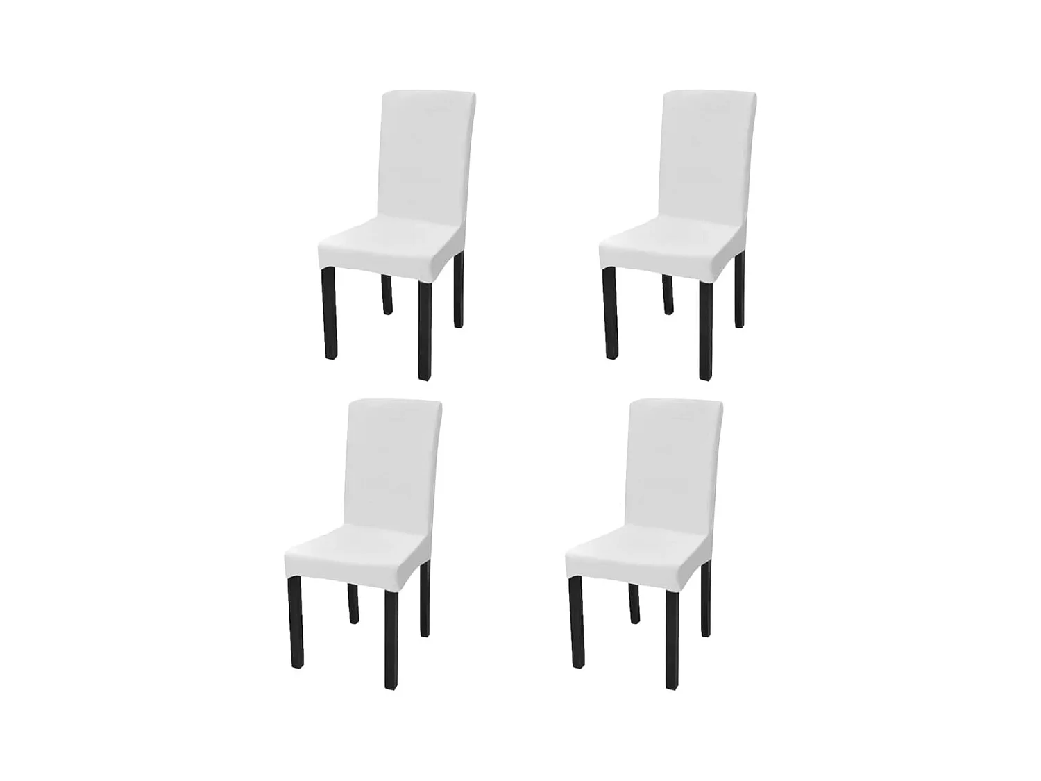 Housse de chaise droite extensible 4 pcs blanc FR444273
