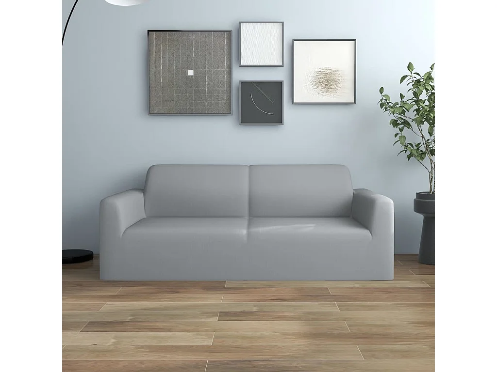 Funda elástica para sillón de 2 plazas poliéster jersey gris ES226617