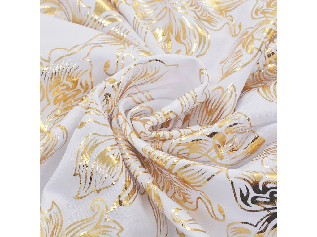 Capas elásticas para cadeiras 6 pcs branco com estampa dourada PT900355