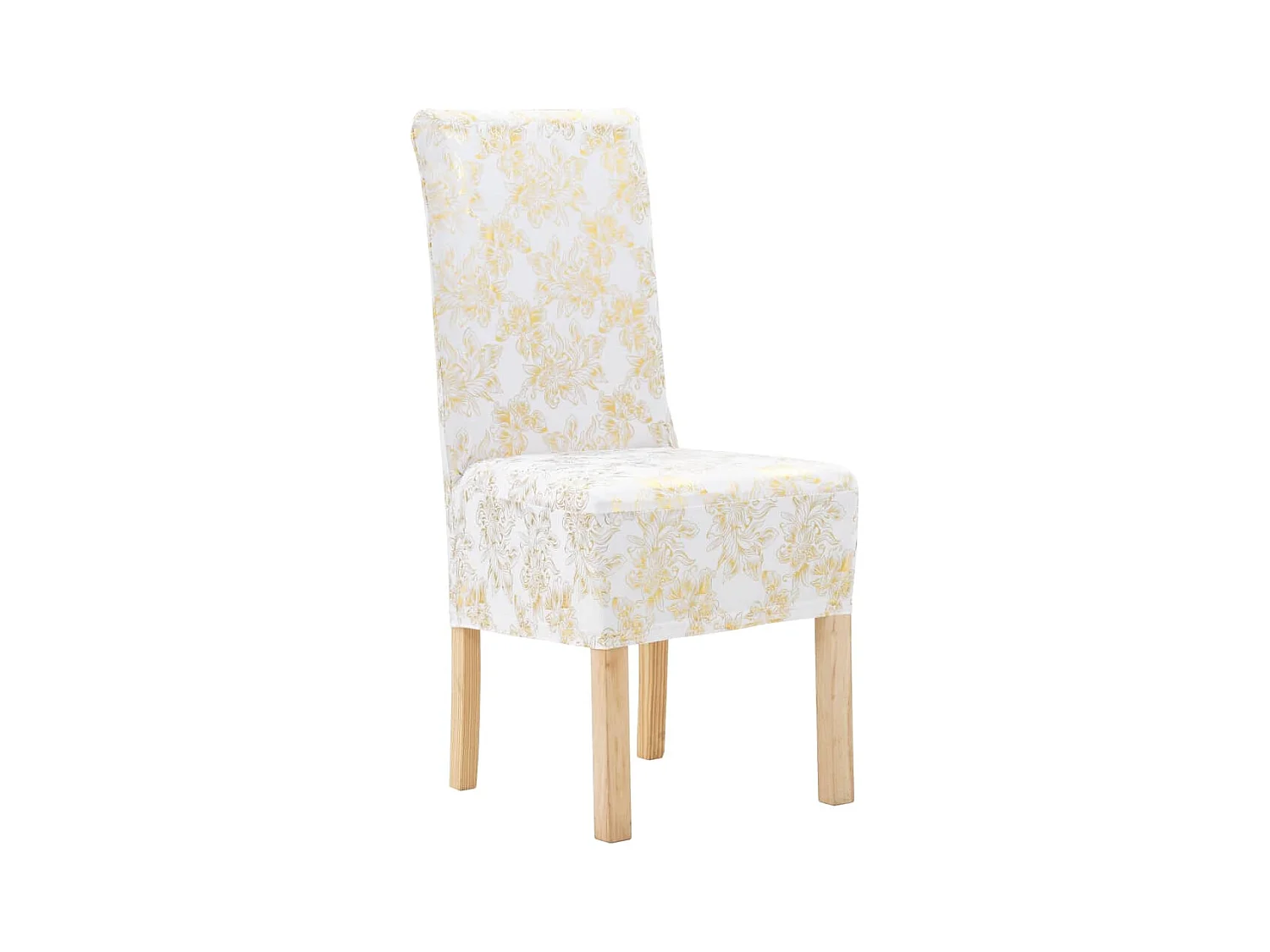 Housses extensibles de chaise 6 pcs Blanc avec imprimé doré FR473421