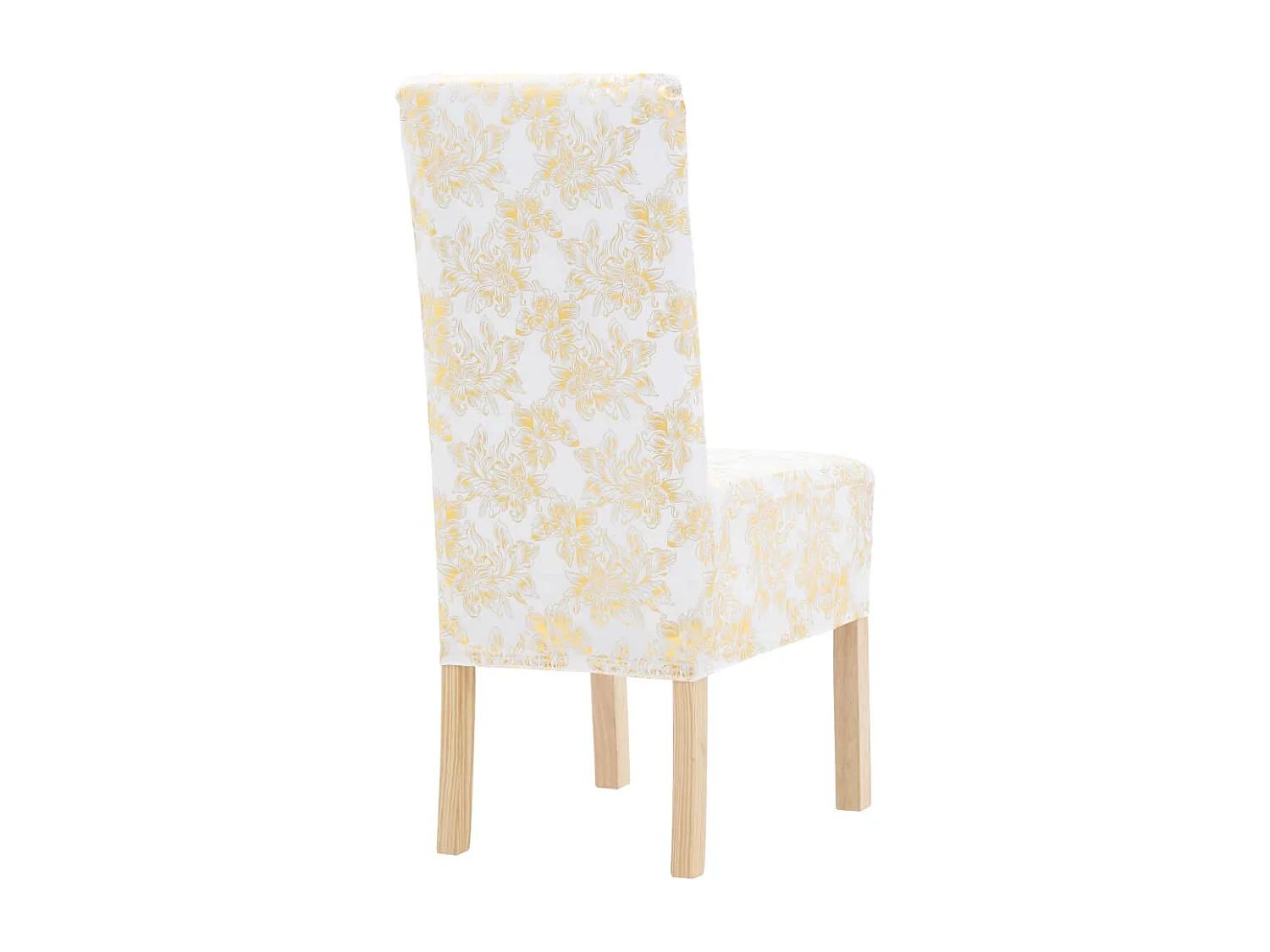 Fundas de silla elásticas 6 unidades rectas blanco y dorado ES690743