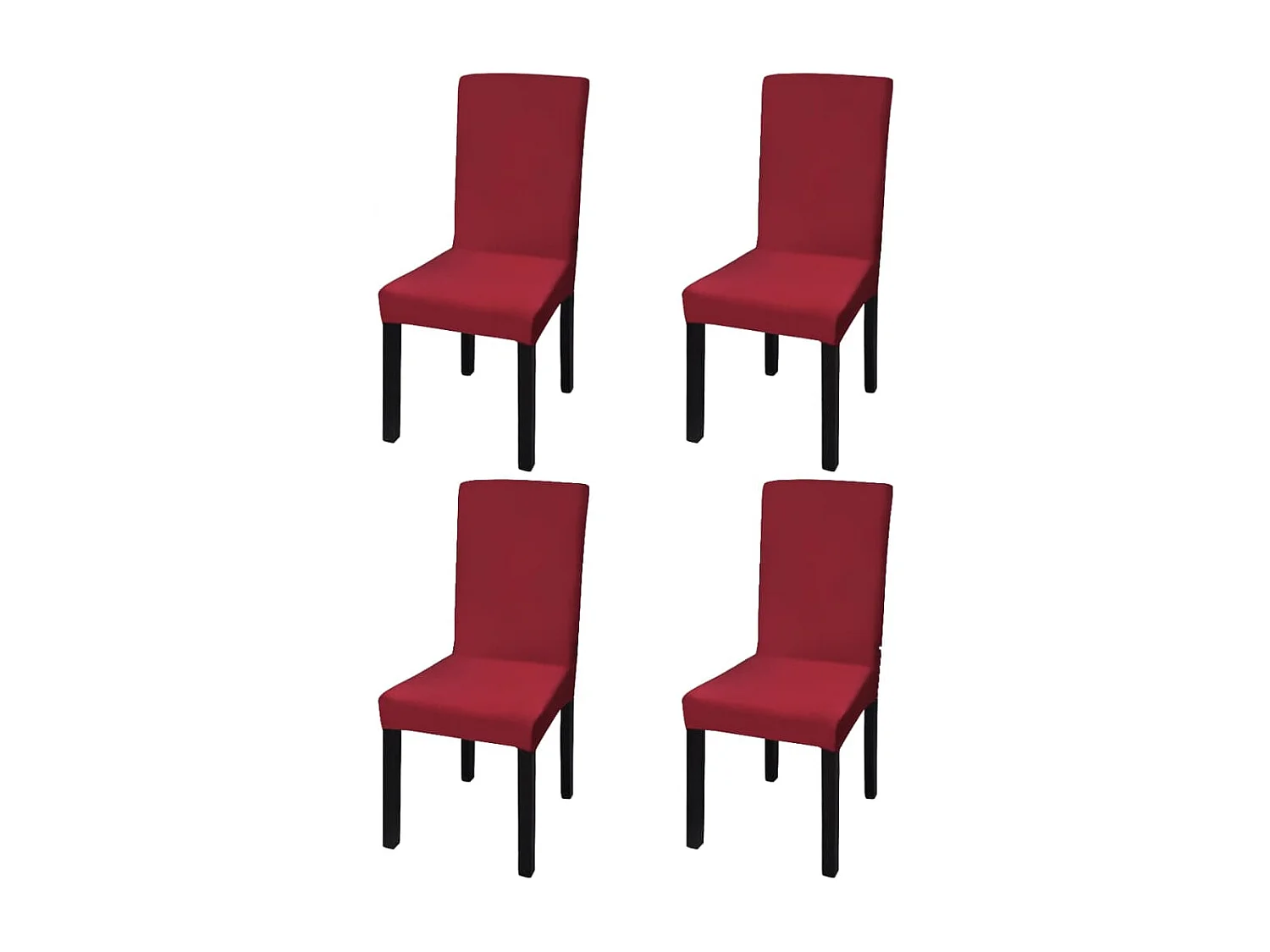 Housse de chaise droite extensible 4 pcs Bordeaux FR178371