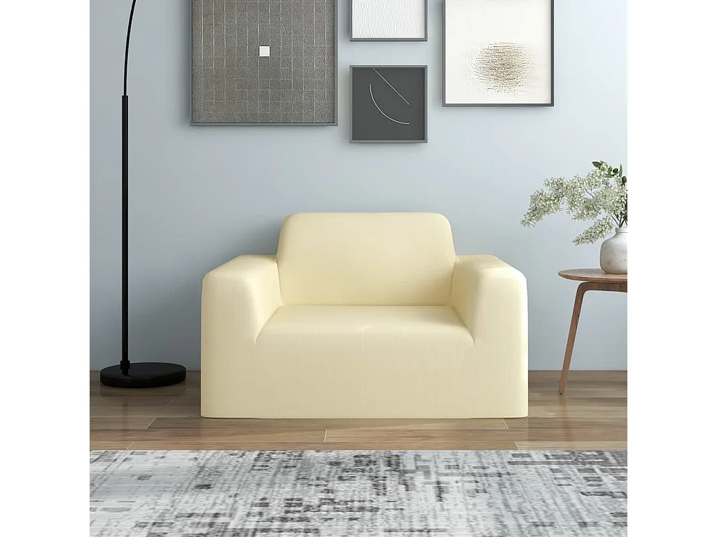 Housse extensible de canapé Crème Jersey de polyester FR955885