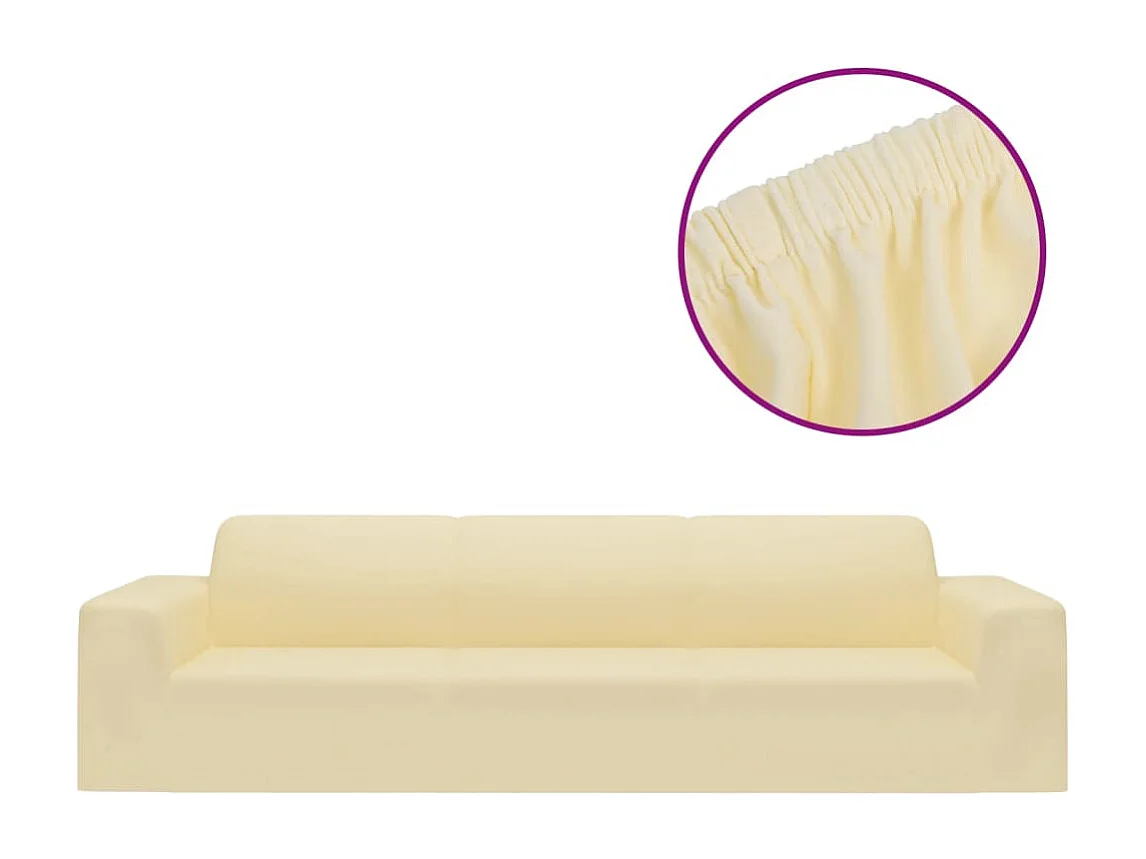 Funda elástica para sofá de 4 plazas poliéster jersey crema ES789273