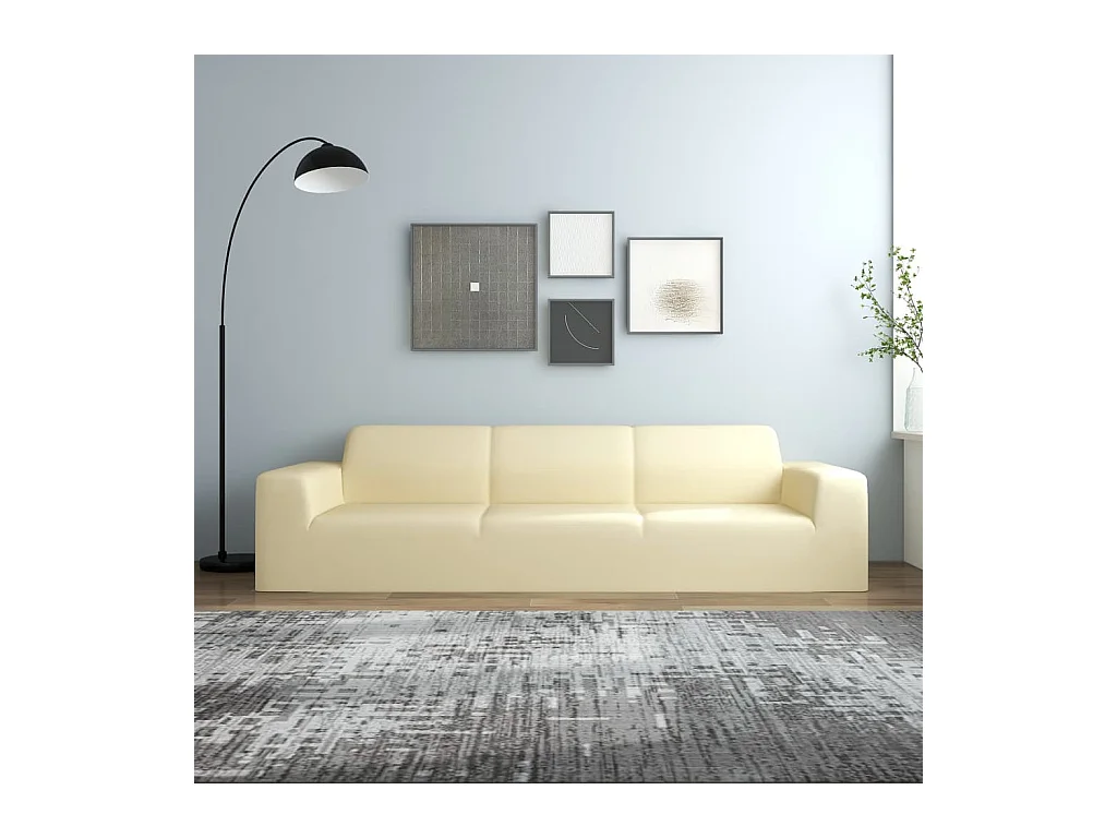Housse extensible de canapé 4 places Crème Jersey de polyester FR731332