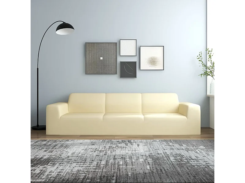 Housse extensible de canapé 4 places Crème Jersey de polyester FR731332