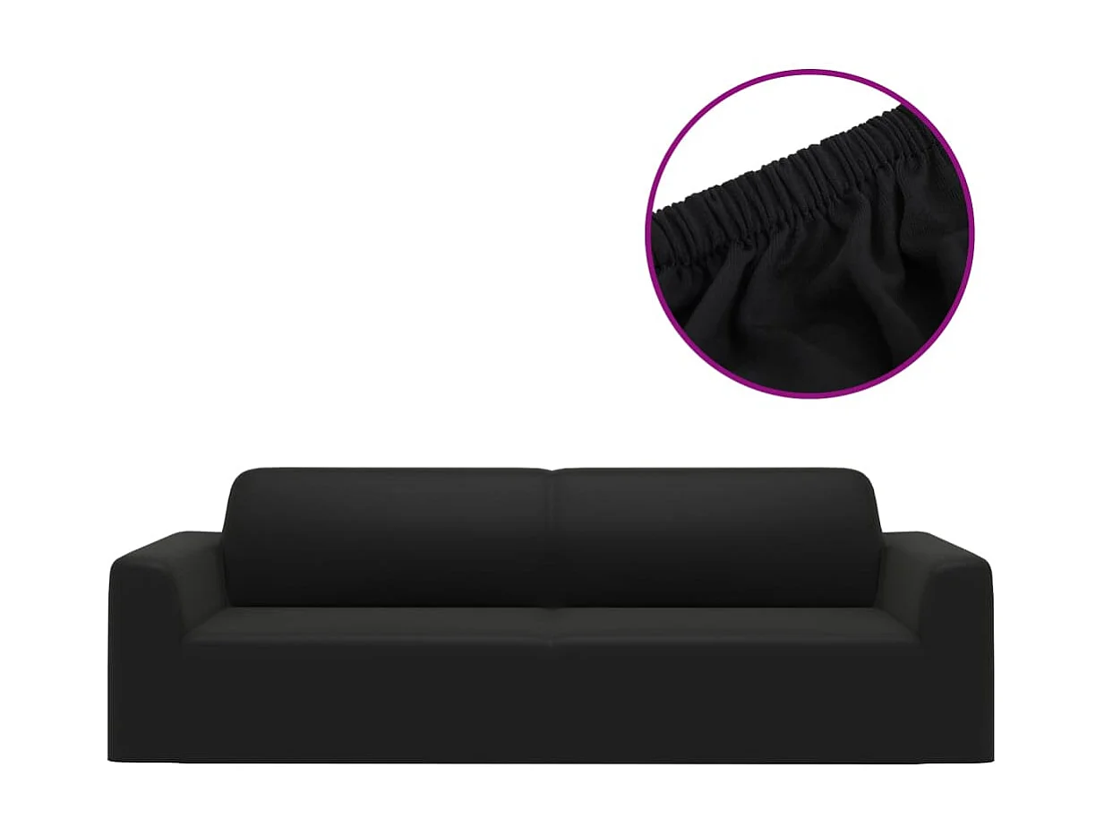 Funda elástica para sillón de 3 plazas poliéster jersey negra ES202499