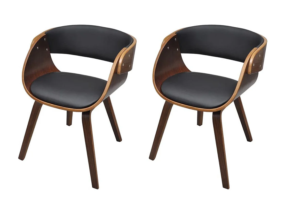 Cadeiras jantar 2 pcs madeira curvada couro artificial castanho PT700770