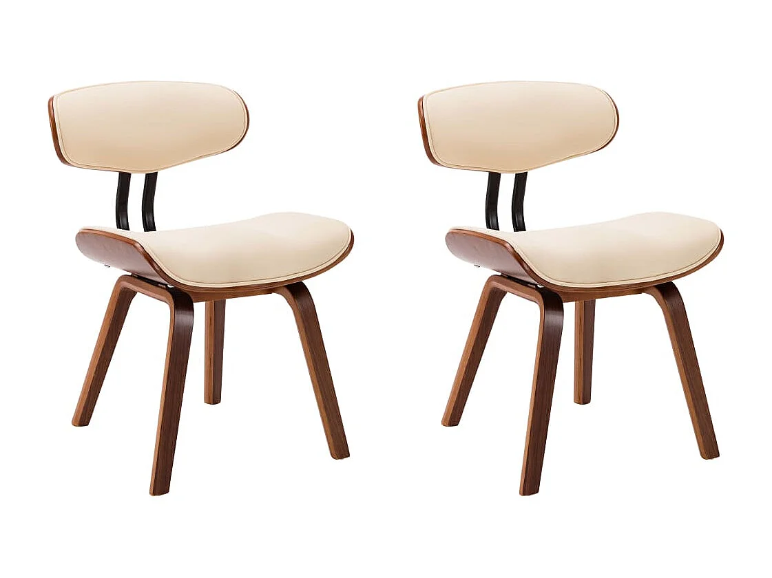 Lot de 2 Chaises à manger crème bois courbé et similicuir FR492962