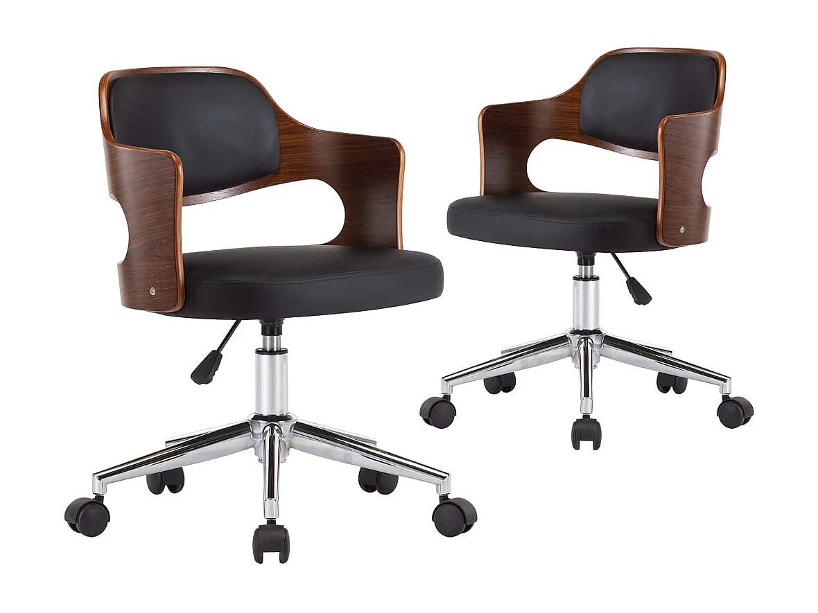 Lot de 2 Chaises pivotantes à manger bois courbé et similicuir FR744196
