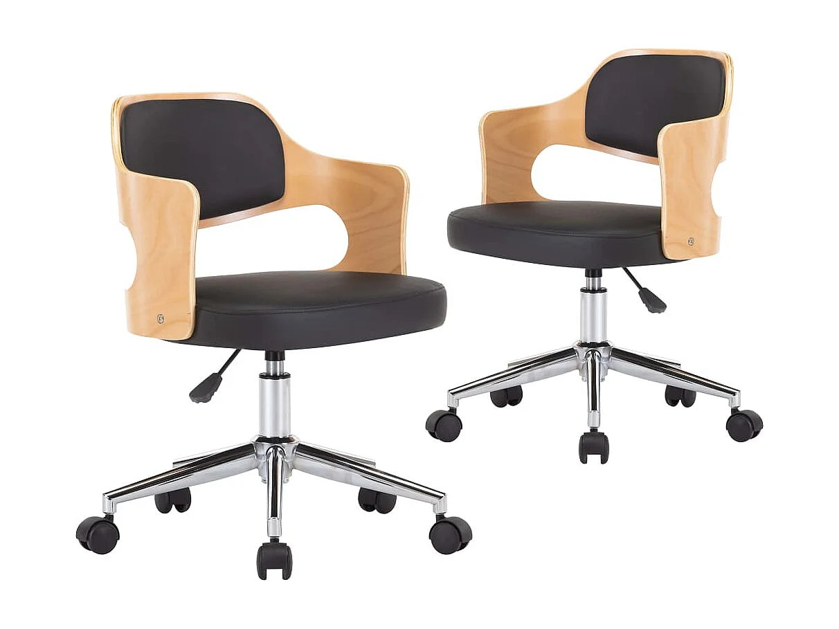 Lot de 2 Chaises pivotantes à manger bois courbé et similicuir FR944532