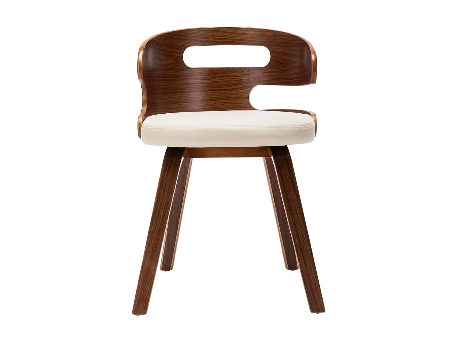 Eetkamerstoelen 2 st gebogen hout en kunstleer crèmekleurig BE830835