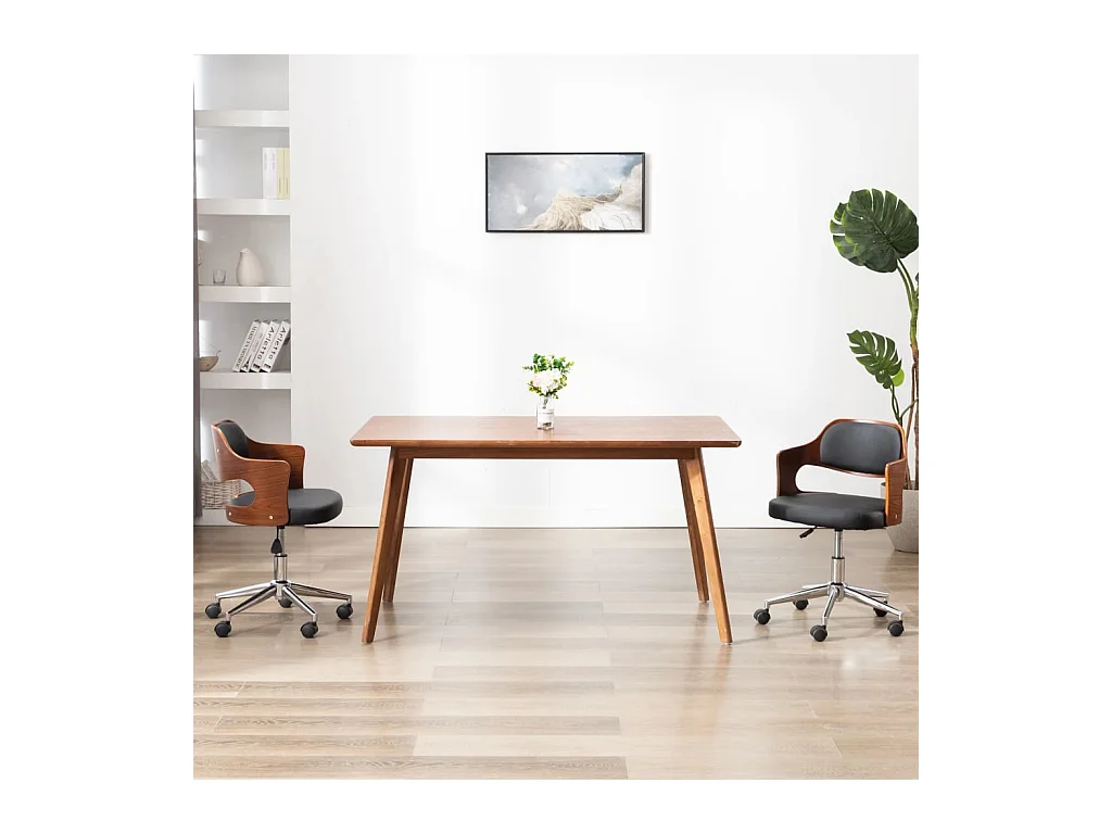 Chaise pivotante à manger Noir Bois courbé et similicuir FR937553