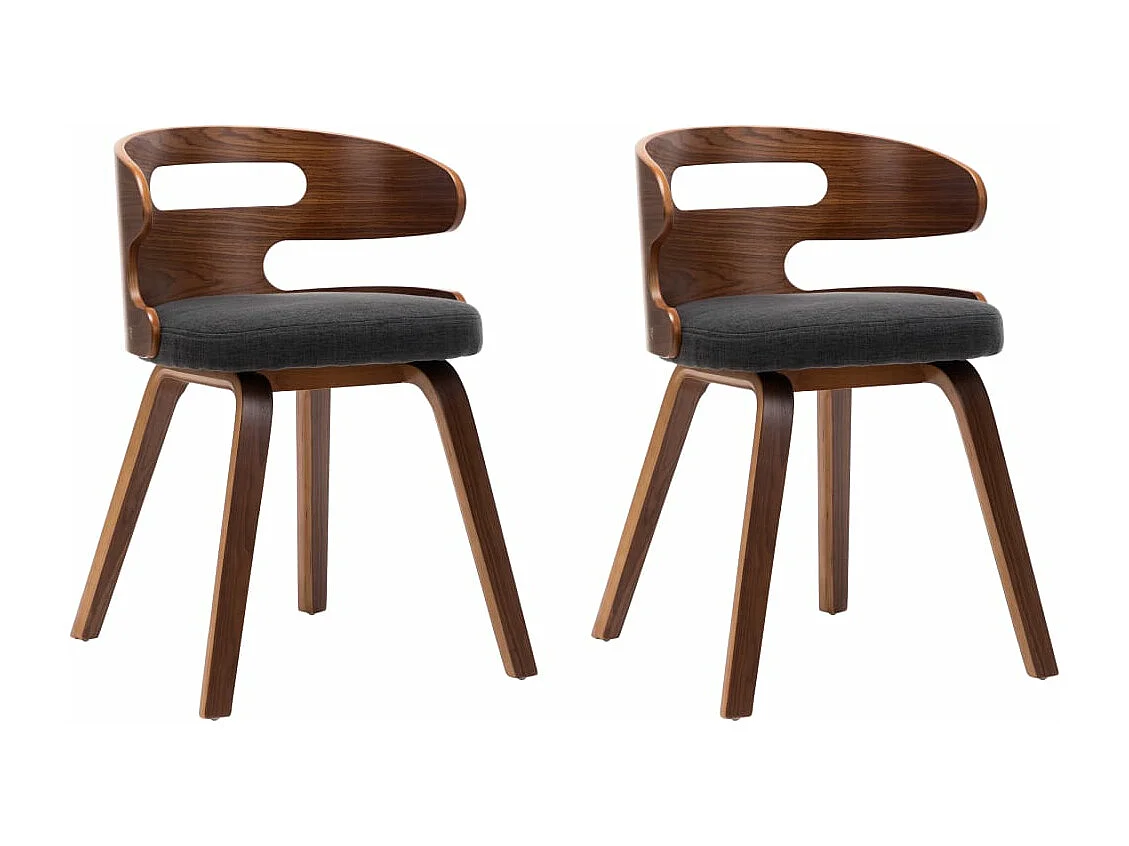 Eetkamerstoelen 2 st gebogen hout en stof donkergrijs BE515670