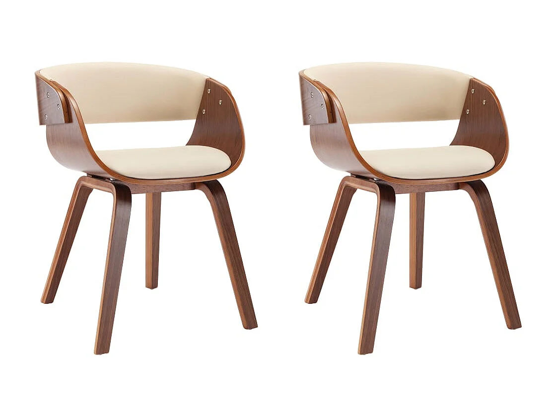 Lot de 2 Chaises à manger crème bois courbé et similicuir FR802705