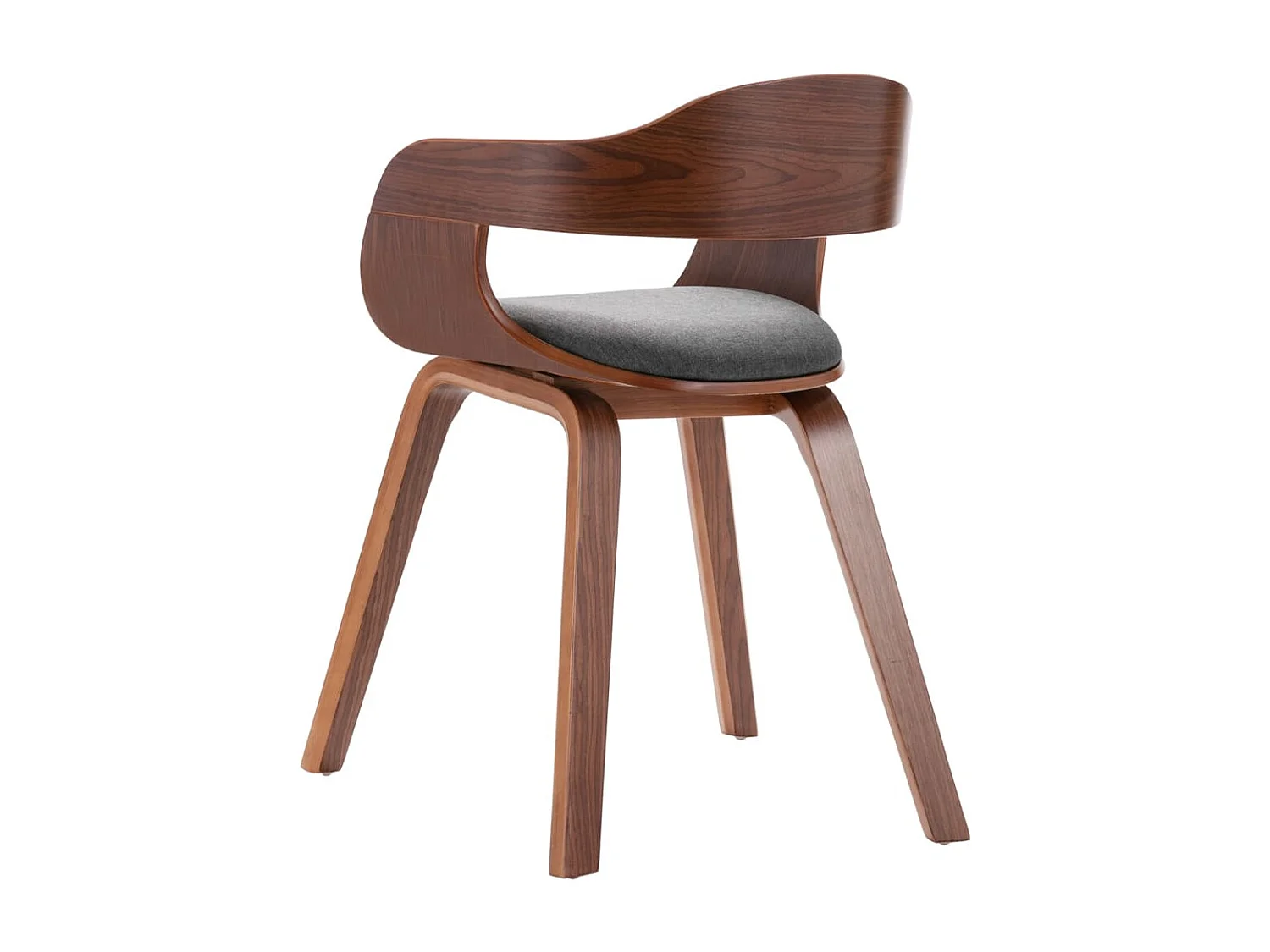 Eetkamerstoel gebogen hout en stof donkergrijs BE482455