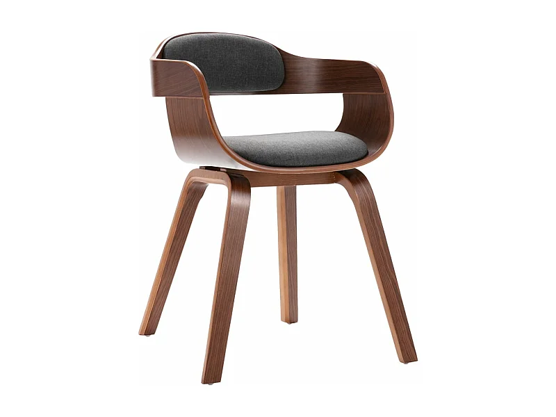 Silla de comedor madera curvada y tela gris oscuro ES311136