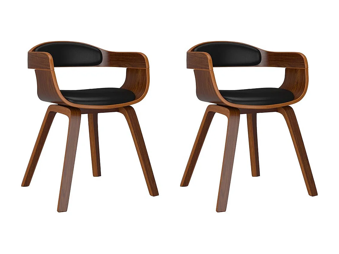 Lot de 2 Chaises de salle à manger noir bois courbé et similicuir FR108692