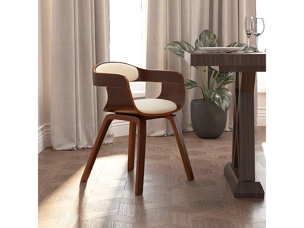 Chaise à manger Crème Similicuir et bois courbé FR692400