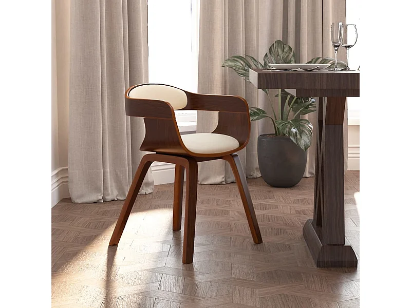 Chaise à manger Crème Similicuir et bois courbé FR692400