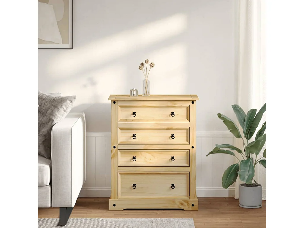 Commode Corona 92x48x120 cm bois massif de pin FR846622