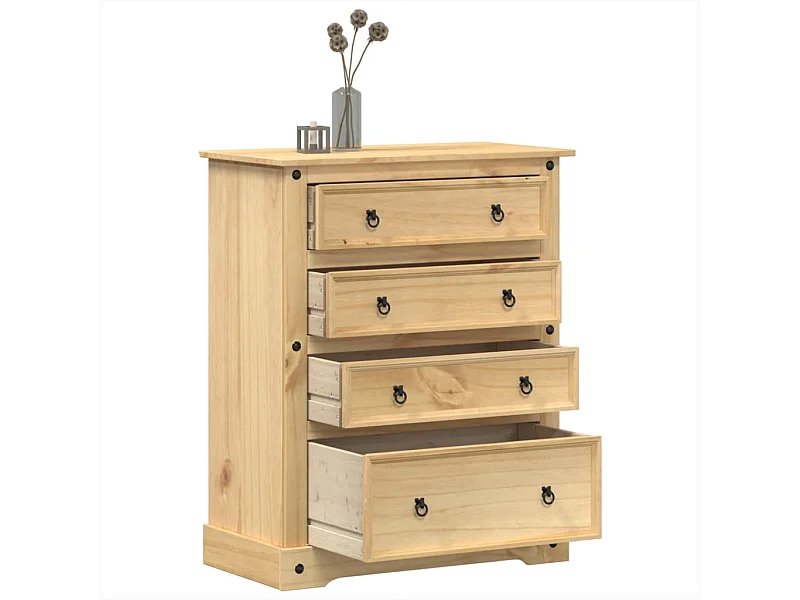 Ladekast Corona 92x48x120 cm massief grenenhout BE543547