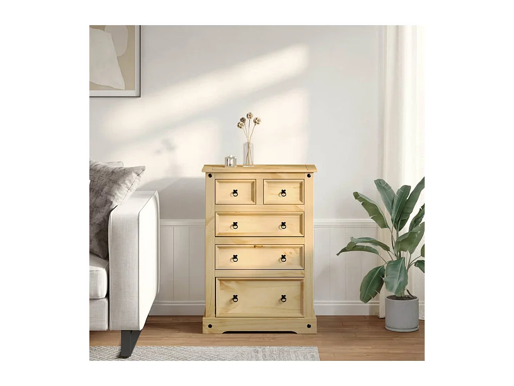 Commode Corona 80x43x114 cm bois massif de pin FR154034