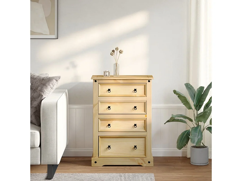 Commode Corona 80x43x114 cm bois massif de pin FR481931